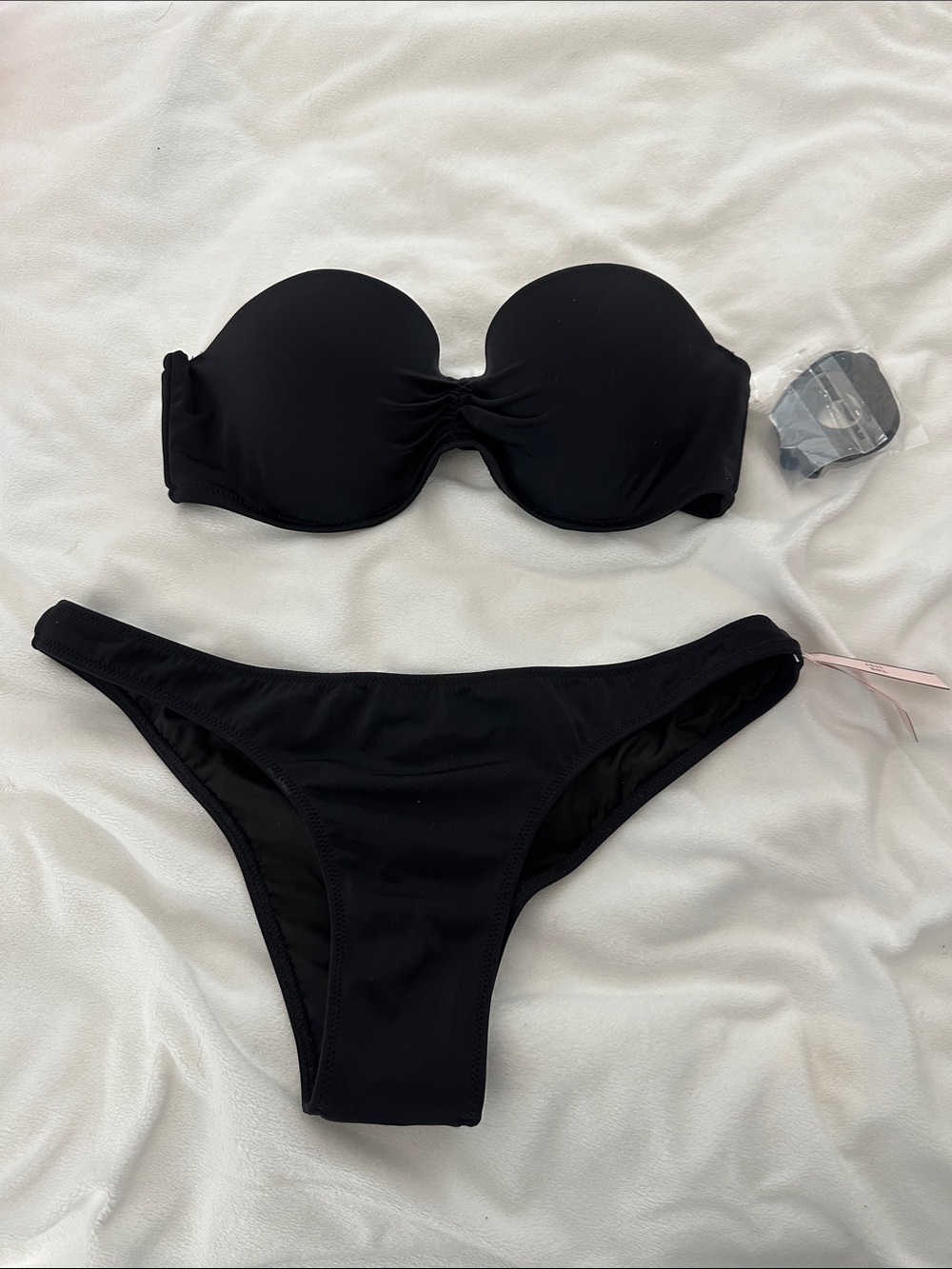 Victoria's Secret Black Strapless Bandeau Bikini Set